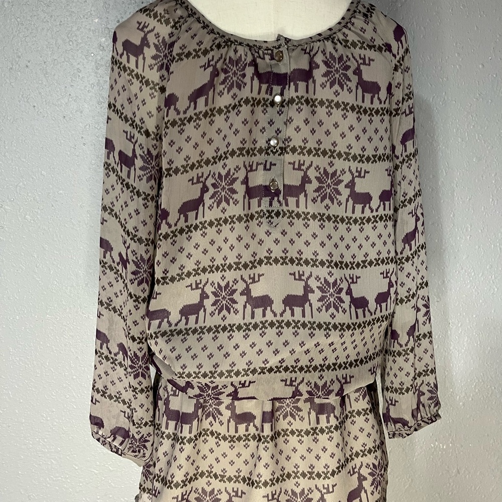 Chocol Raffine Robe • Women’s 3/4 sleeve Rain Deer Robe - Picture 8 of 13